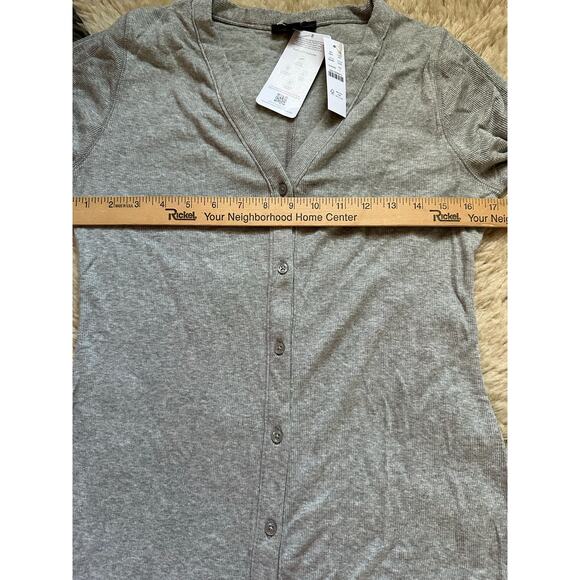 J. Crew gray ribbed button front midi dress womens Sz large new  Long sleeve - Picture 7 of 16